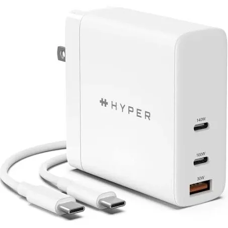 HYPER HyperJuice 140W 3-Port USB GaN Charger with Cable