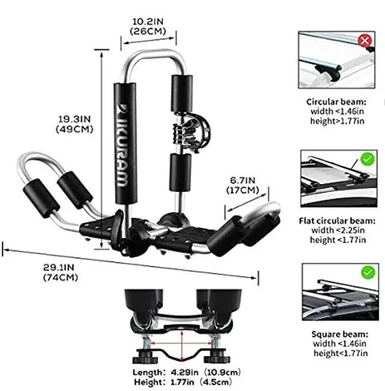 IKU RAM R Kayak/ Surf/Ski Roof Carrier Rack