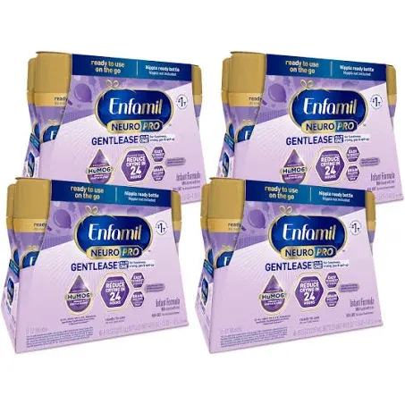 Enfamil NeuroPro Gentlease Baby Formula, Infant Formula Nutrition, Brain Support that has DHA, HuMO6 Immune Blend, Designed to Reduce Fussiness, Crying, Gas & Spit-up in 24 Hrs, 8 Fl Oz, 24 Bottles