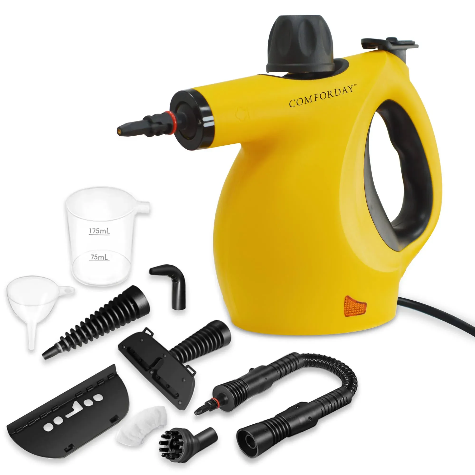 Comforday Multi-Purpose Steam Cleaner with 9-Piece Accessories, Perfect for Stain Removal, Curtains, Car Seats, Floor, Bathroom, (Yellow)