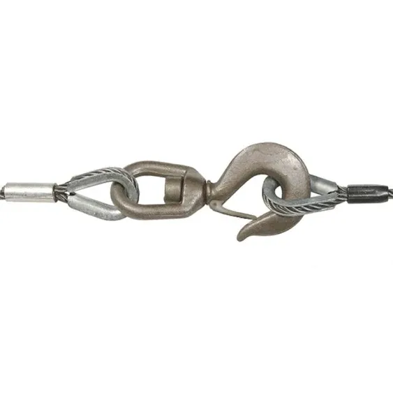 VULCAN Extension Winch Cable - Swivel Hook & Eye - Classic Fiber Core - 3/8 Inch x 50 Foot - 12,000 Pound Minimum Breaking Strength