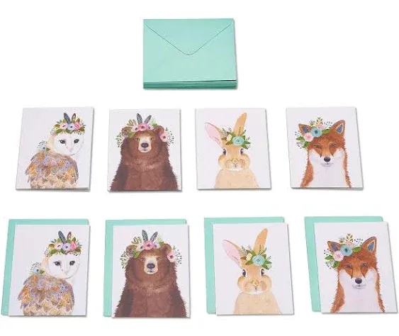 Papyrus Blank Cards with Envelopes, Woodland Animals (20-Count)