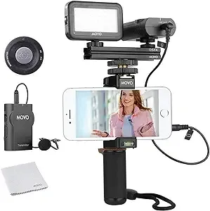 Movo Photo Smartphone Video Kit V2 with Rig, Light & Lavalier Microphone