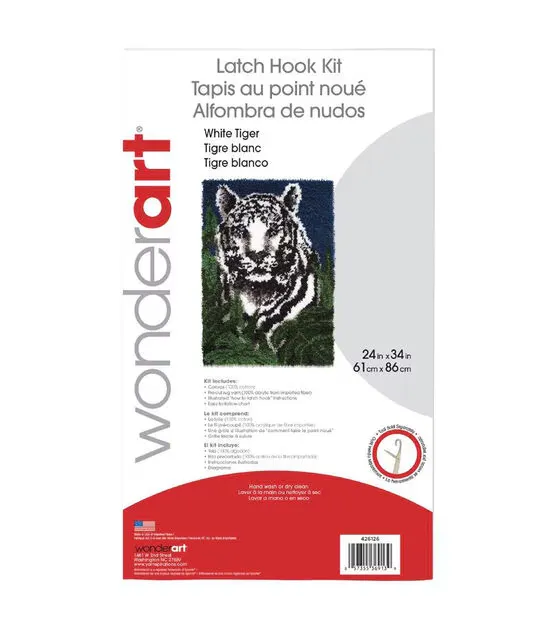 Wonderart White Tiger Latch Hook Kit, 24" x 34"