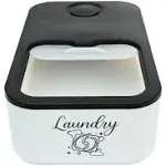 Skywin Laundry Pod Container with Slide Lid (Black with Print) - 15 x 8.7 x 4.5 in Stylish Laundry Pod Storage Container for Laundry Room Container