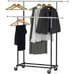 Simple Houseware Standard Double Rod Garment Rack, Black, Adult unisex