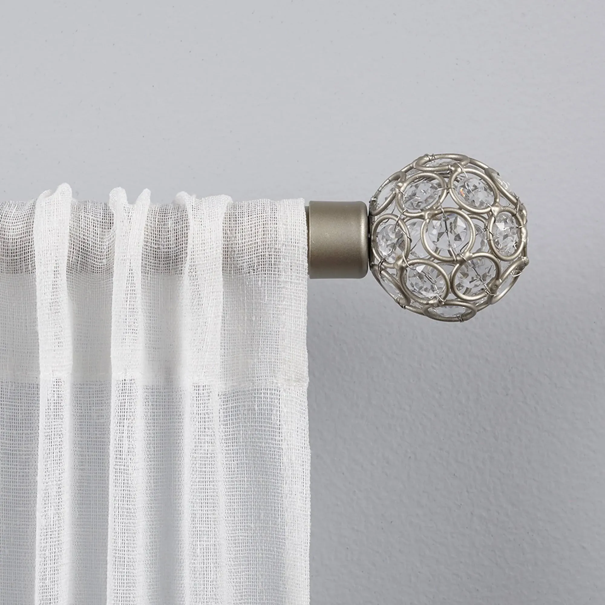 Exclusive Home Rings 1" Curtain Rod and Coordinating Finial Set, Matte Silver, A