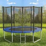 AOTOB 8FT 10FT 12FT 14 FT 15FT Trampoline with Safety Enclosure Net，Outdoor Trampoline with Basketball Hoop, Heavy Duty Jumping Mat and Spring Cover Padding for Kids and Adults, Storage Bag and Ladder