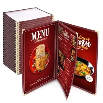 Yescom 30 Pack 8.5x11 6 View 3 Page Menu Cover Burgundy Trim Trifold Transparent ...