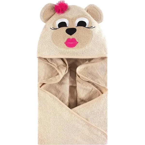 Hudson Baby Cotton Animal Face Hooded Towel, Miss Monkey