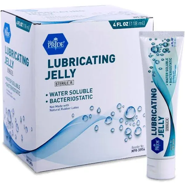 PRIDE Lubricating Jelly Tube| 4fl Oz Tube Box of 12| Water Soluble, Sterile, Bac