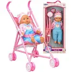 My First Baby Doll Stroller, Soft Body 16 Inch Baby Doll Included Fun Play Combo