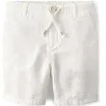 Unisex Kids Linen-Blend Pull On Shorts - White