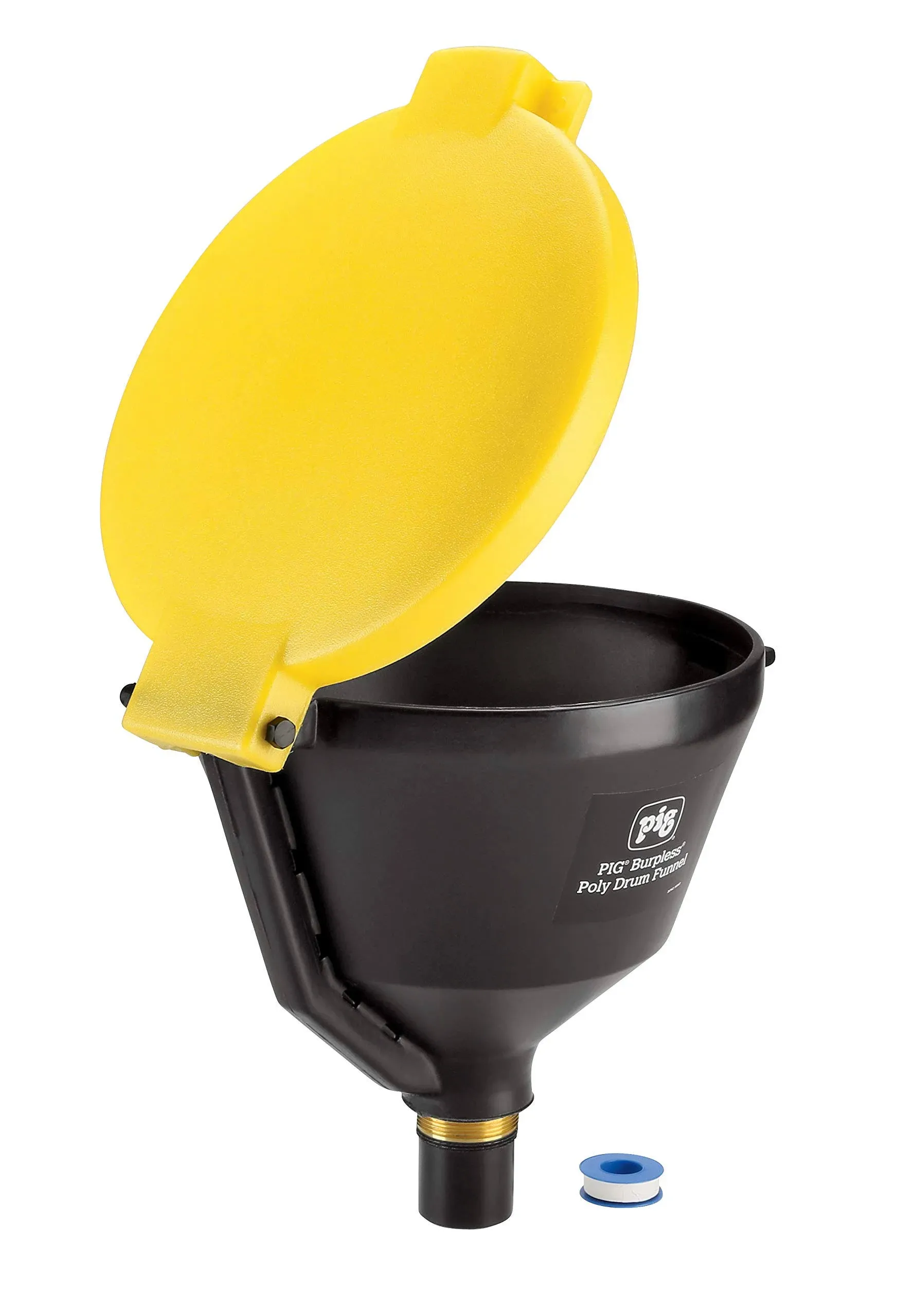 New Pig Drum Funnel | Burpless Poly Drum Funnel | for 30 and 55 gal Plastic or Steel Drums w/ 2" NPT | Yellow | PMB30001-YW