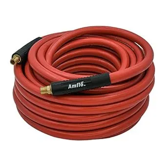 Amflo 552-50AE Red 300 Psi Rubber Air Hose 3/8" X 50' with 1/4" MNPT End Fittings