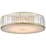 Modern Flush Mount Ceiling Light Crystal Gold Ceiling Lighting 20 Inch 5-Light