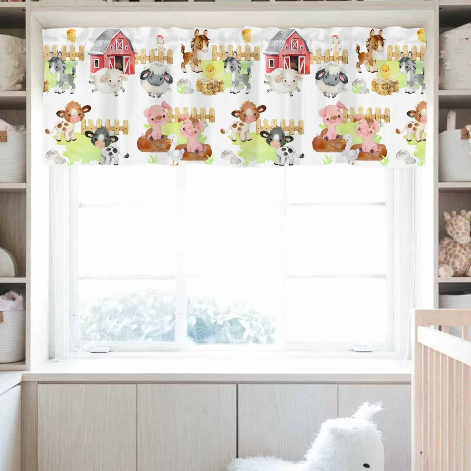 HawSkgFub Baby Boy Girl Farm Animals Life Unisex Nursery Curtains Valance 54 ...