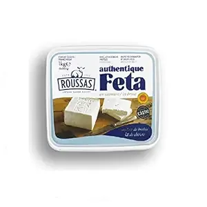 "Authentic Traditional Greek Roussas Feta Cheese - PDO Certified, Made with Sheep and Goat's Milk, 2.2 lbs"