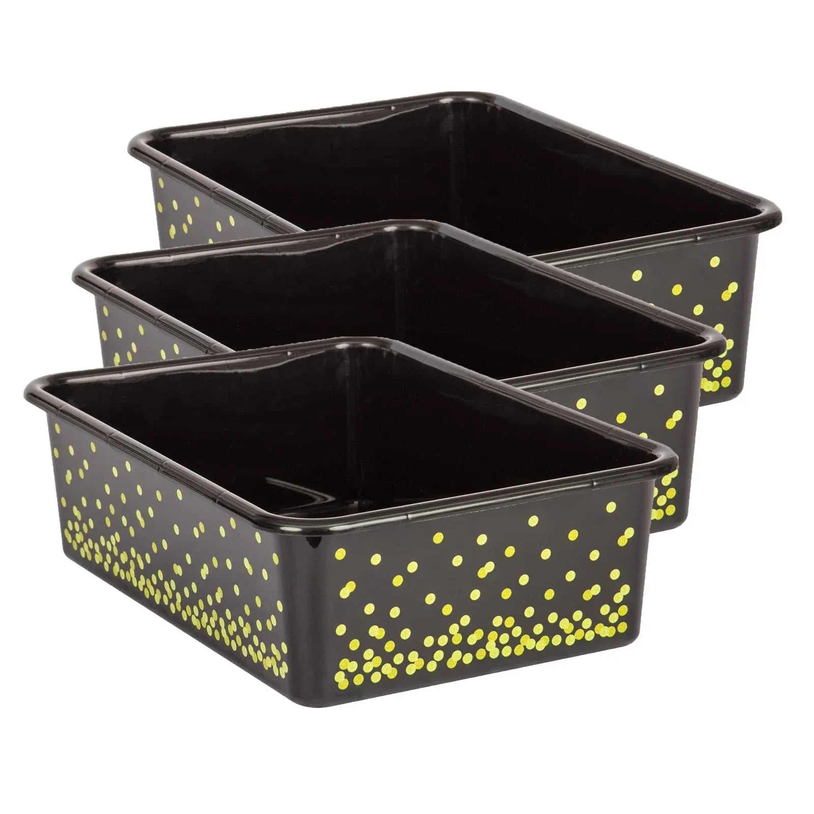 Teacher Created Resources Black Confetti Large Plastic Storage Bin, Pack of 3