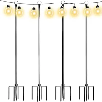 Walensee 9.4 FT String Light Poles with Hook for Hanging String Lights for Garden Party Patio Christmas Wedding