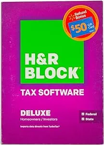 H&R Block Tax Software Deluxe Homeowners/Investers Federal and State