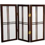 Oriental Furniture 2 ft. Tall Desktop Double Cross Shoji Screen - Walnut - 3 Panels