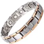 Smarter LifeStyle Elegant Titanium Magnetic Bracelet for Men And Women- Adjustable Bracelet Length with Sizing Tool for Perfect Fit, Women Mens Bracelet (Silver & Rose Gold)