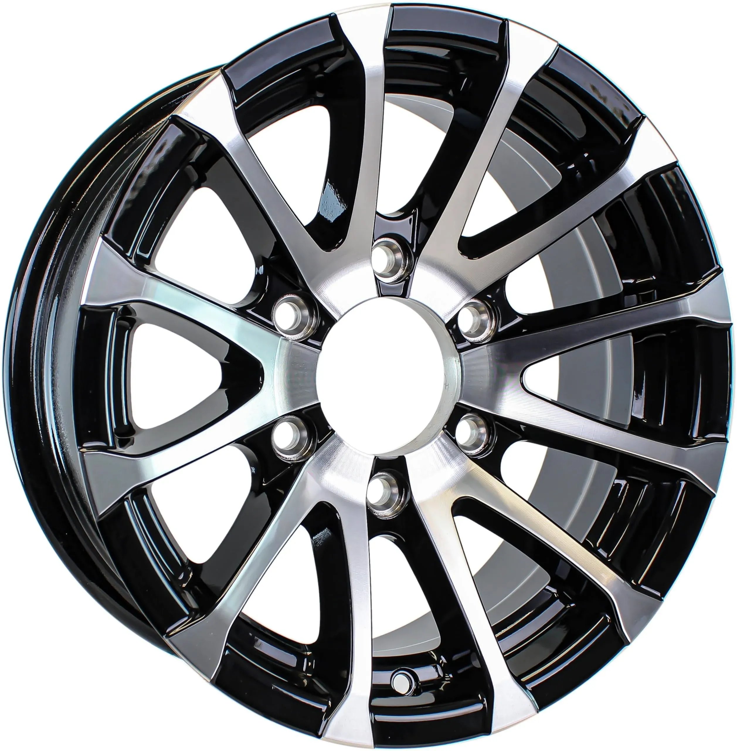 Aluminum Boat Camper Trailer Rim Wheel 6 Lug 15 in. Avalanche V-Spoke/Black