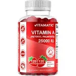 Vitamatic, Vitamin A (Retinyl Palmitate), Natural Strawberry, 25,000 IU, 120 Gummies