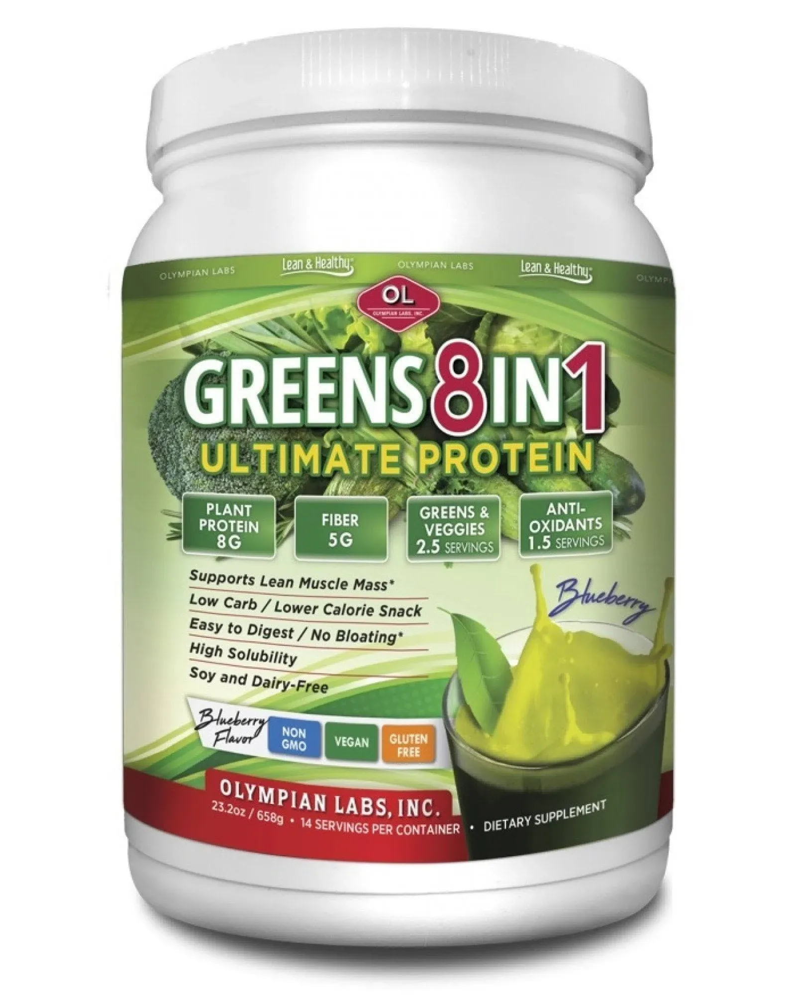 Olympian Labs Ultimate Greens Protein 8 in 1 with Hemp Protein Blueberry