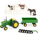 John Deere Farm Toy Playset - 1:32 Scale - Includes Die-Cast Tractor Toy, Farm Animal Toys, and Farming Accessories - Toddler Toys Ages 3 Years and Up,Green