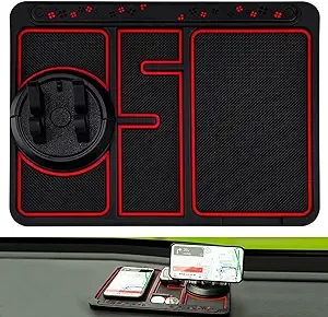 Non-Slip Phone Pad for 4-in-1 Car, Universal Multifunctiona<wbr/>l 360 Black-Red 