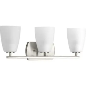 Leap 3-Light Brushed Nickel Modern Bathroom Vanity Light by Progress Light