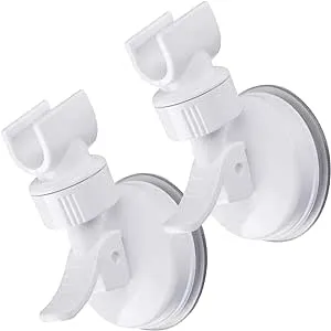 OUO Adjustable Shower Head Holder, Bathroom Suction Cup Handheld Shower Head Bracket, Removable Handheld Showerhead & Wall Mounted Suction Bracket (2pcs White)