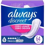 Always Discreet Incontinence Pads, Heavy Absorbency, Long Length