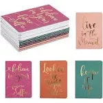 Paper Junkie 12-Pack of Inspirational Notebooks for Women, Writing, Motivation, Small Pocket Journals with 6 Gold Foil Designs, 56 Lined Pages for Diary, Doodling (4x5.6 In)