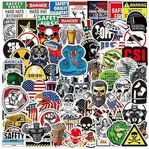 100pcs Hard Hat Stickers Decals For Toolbox Helmet Hood Funny Hardhat Stickers F