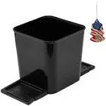 Car Trash Can with Stability Wings, Secure Magic Strip Hook & Loop, Floor Mat Clips Leakproof Easy Clean Vehicle Waste Bin Auto Organizer Compact Durable (Black, No Trash Bags)