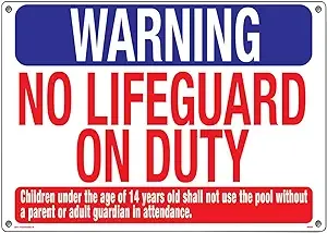 Poolmaster 40325 Warning No Lifeguard Sign for Residential or Commercial Pools