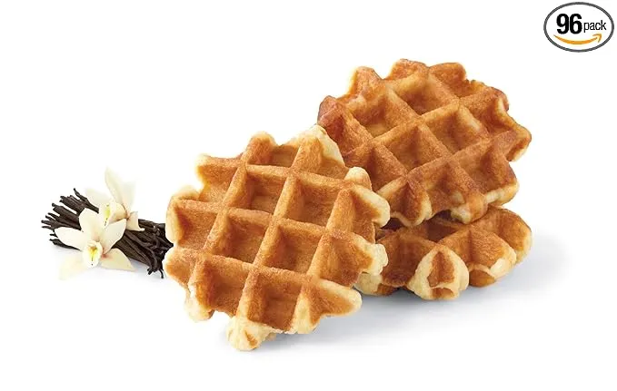 Belgian Waffle Sweet Vanilla Individual Wrapped Clear Film 96 Each - 1 Per Case.