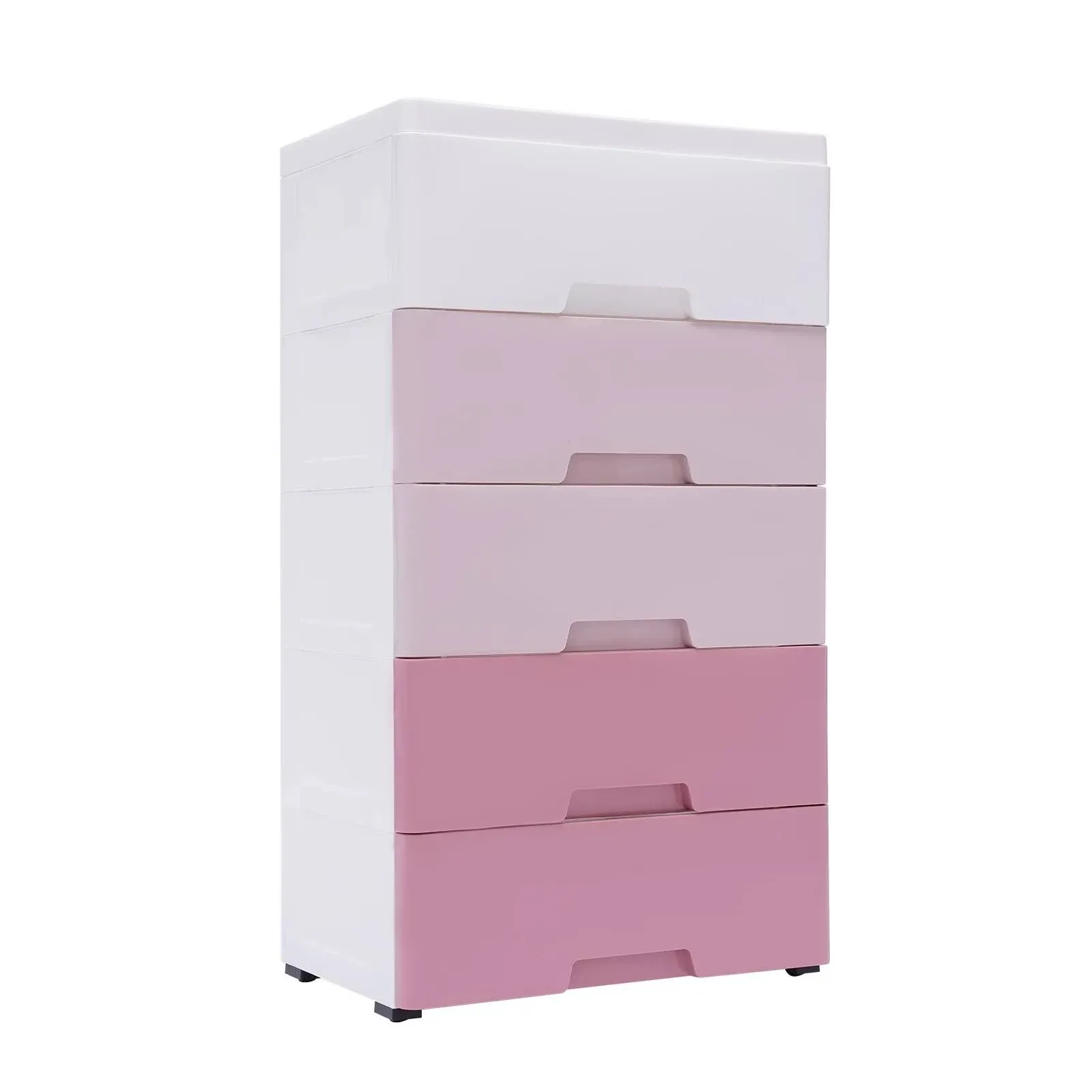 Plastic Drawers Storage Cart Mobile Cabinet with Casters, 5 Drawer Stackable Vertical Clothes Storage Tower Tall Chest Closet, Large Containers Organizer Unit (12"D x 18"W x 33"H - Pink)