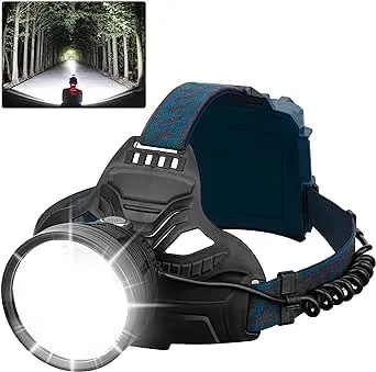 tunfou LED Rechargeable Headlamps for Adults, 90000 Lumen Super Bright Headlamp Flashlight 90Adjustable 4 Modes Ipx5 Waterproof USB Rechargeable Head