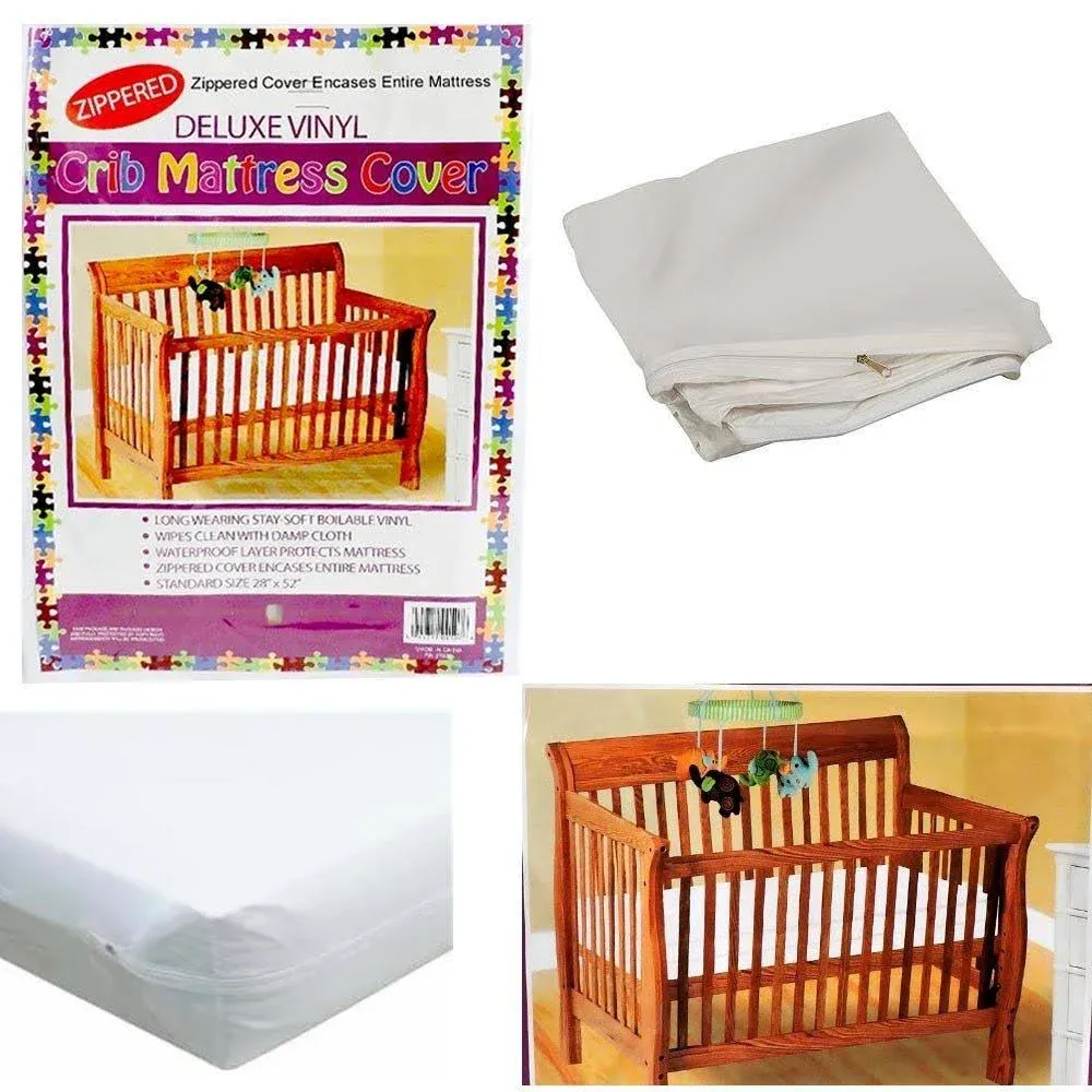 Deluxe Vinyl Zippered Crib Mattress Cover Full Encasement 28" x 52" Standard Size ...