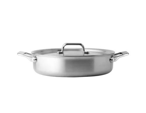 6 Quart Stainless Steel Rondeau Pot with Lid - 5-Ply Steel Braiser Pan with H...