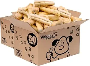 ValueBull Cheek Rolls, Premium Beef Dog Chews, Jumbo 5-6 inch, 100 Count Bulk Pack