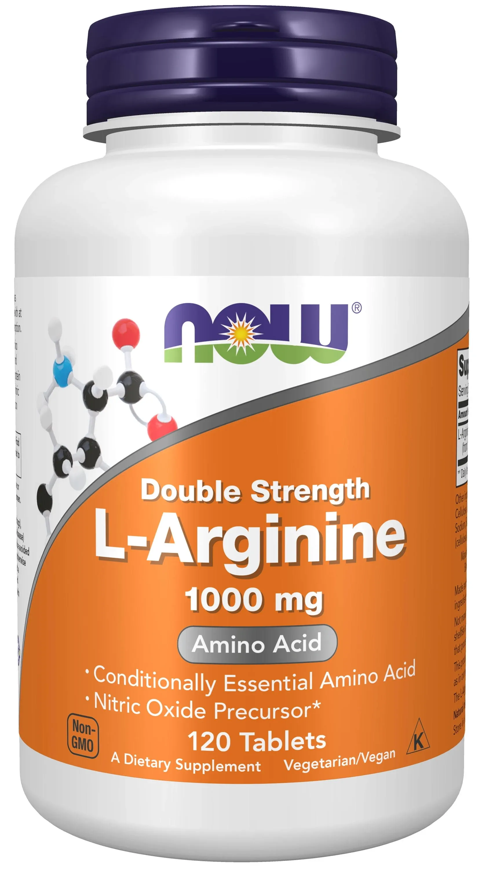 NOW Supplements, L-Arginine 1,000 mg, Nitric Oxide Precursor*, Amino Acid, 120 Tablets