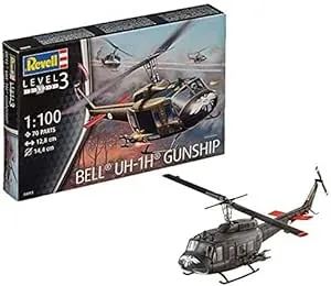 Revell-Germany Bell UHH-1H Gunship - Plastic Model Helicopter Kit - 1/100 Scale