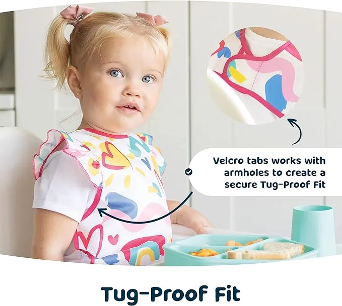 Tiny Twinkle Mess Proof Baby Bib - Waterproof Toddler and Baby Apron Bib - Machine Washable - PFAS and BPA Free