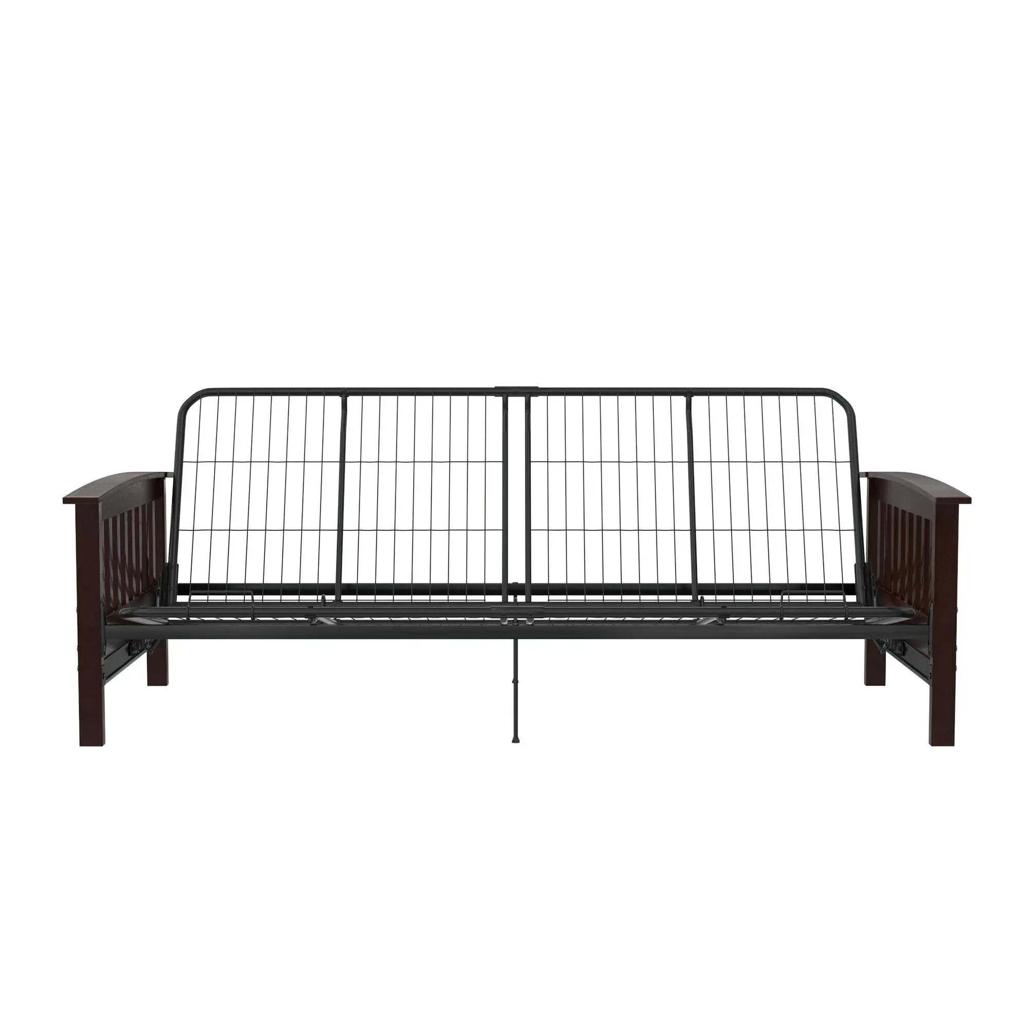 Realrooms Elbi Full Size Wood Arm and Black Metal Futon Frame