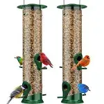 2 Pack, 12 Inches Tube Bird Feeders for Outdoors Hanging, 4 Feeding Ports, Ha...